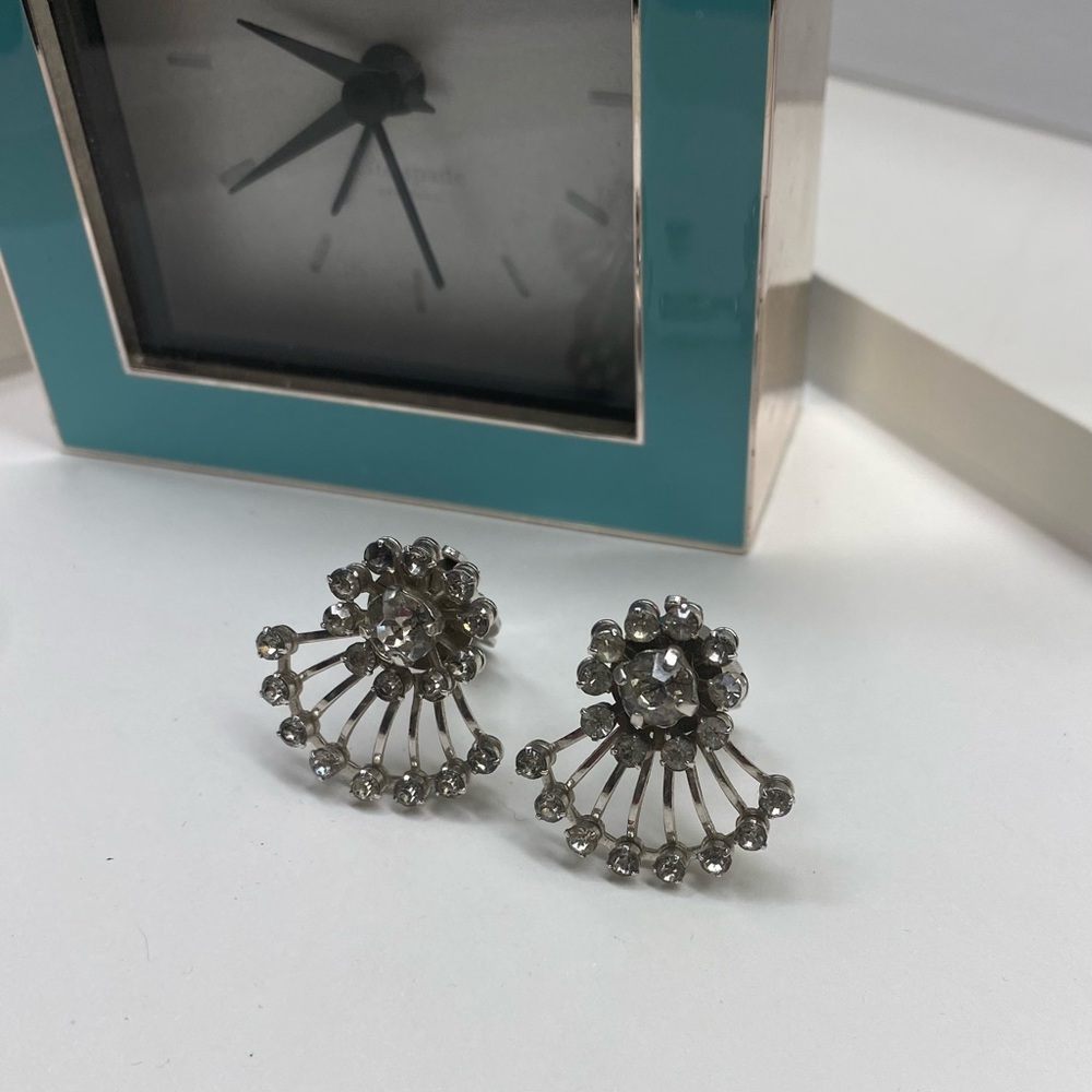 Vintage Starburst Crystal Clip Earrings